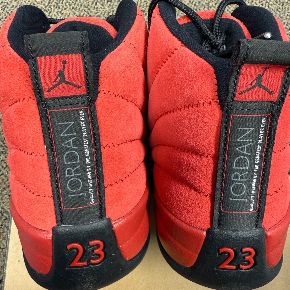 Jordan 12 Retro Reverse Flu Game - Red and Black High-Top Sneakers - Picture 4 of 5